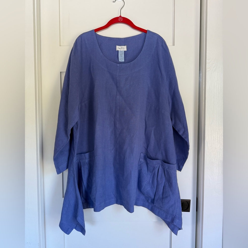 Mosaic 100% Linen Top in Periwinkle